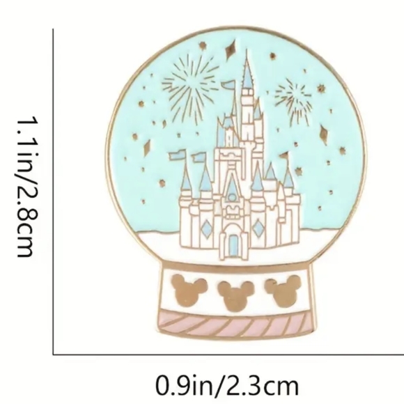 Disney Cinderella Castle Fireworks Snow Globe Enamel Pin, Brooch, NEW - Picture 5 of 5